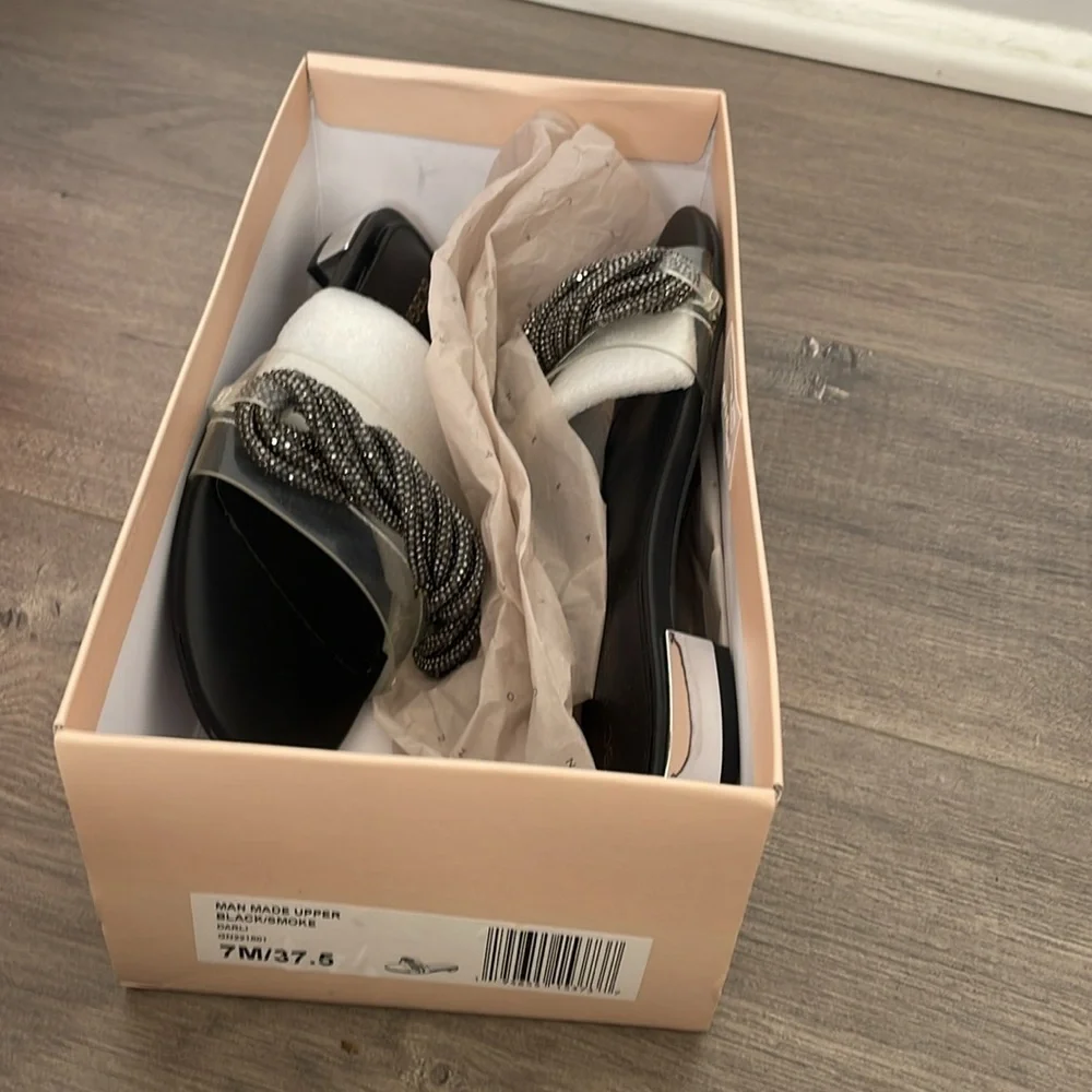 BCBGeneration Black and White Braided Slide Sandals size 7